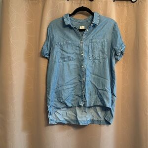 Women’s Denim blue short sleeve button down top